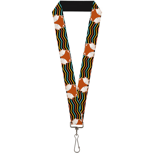 Lanyard - 1.0" - Fox Face Stripes Black Multi Color Lanyards Buckle-Down   