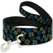 Dog Leash - Pixilated Hibiscus Flowers Black/Multi Color Dog Leashes Buckle-Down   