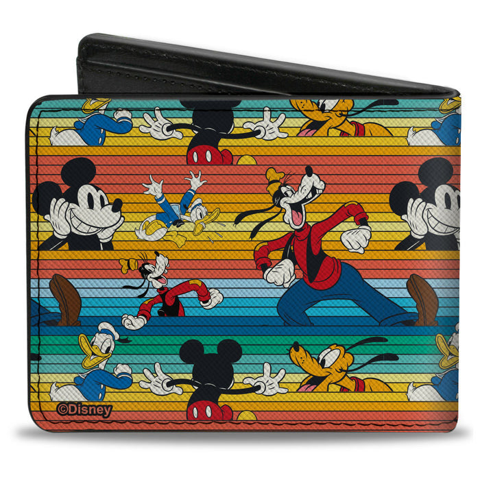 Bi-Fold Wallet - Disney Mickey and Friends Stripes Multi Color Bi-Fold Wallets Disney   