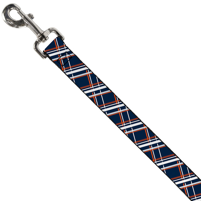 Dog Leash - Plaid X2 Navy/White/Orange Dog Leashes Buckle-Down   