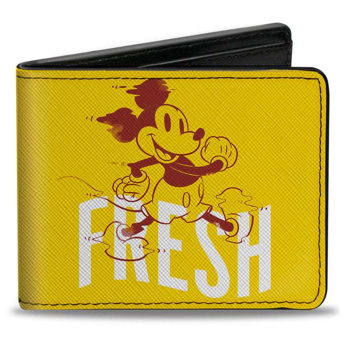 Bi-Fold Wallet - Mickey Mouse FRESH Walking Pose + Smiling Face Yellow Brick Bi-Fold Wallets Disney   