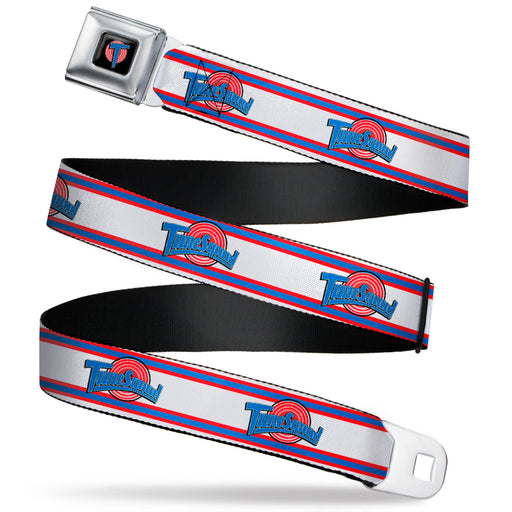 Space Jam Tune Squad Icon Full Color Black/Red/Blue Seatbelt Belt - Space Jam TUNE SQUAD Logo Stripe White/Red/Blue Webbing Seatbelt Belts Looney Tunes   
