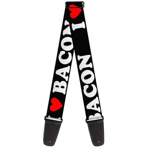 Guitar Strap - I "HEART" BACON Black White Red Guitar Straps Buckle-Down   