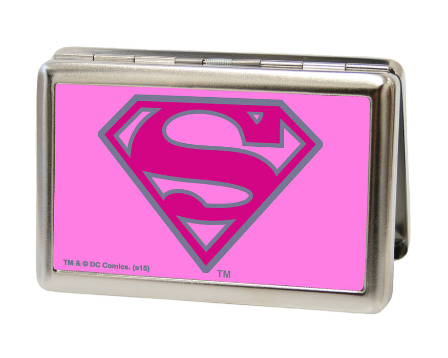 Business Card Holder - LARGE - Superman FCG Pink Metal ID Cases DC Comics   