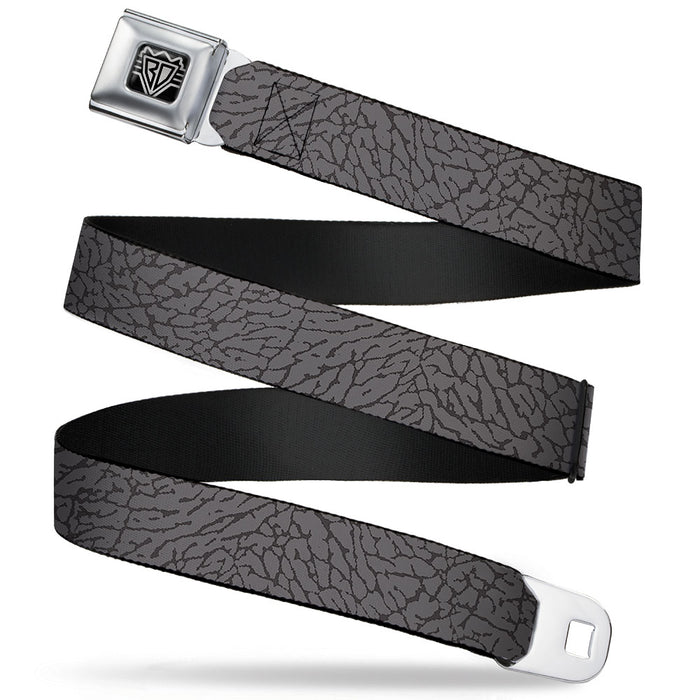 BD Wings Logo CLOSE-UP Full Color Black Silver Seatbelt Belt - Elephant Crackle Grays Webbing Seatbelt Belts Buckle-Down   