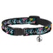 Cat Collar Breakaway - Alice Cheshire Cat Flowers Poses2 FOLLOW ME TO WONDERLAND Black Multi Color White Breakaway Cat Collars Disney   