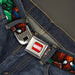 MARVEL UNIVERSE MARVEL Full Color Red White Seatbelt Belt - Marvel Universe Superheroes Stacked Webbing Seatbelt Belts Marvel Comics   