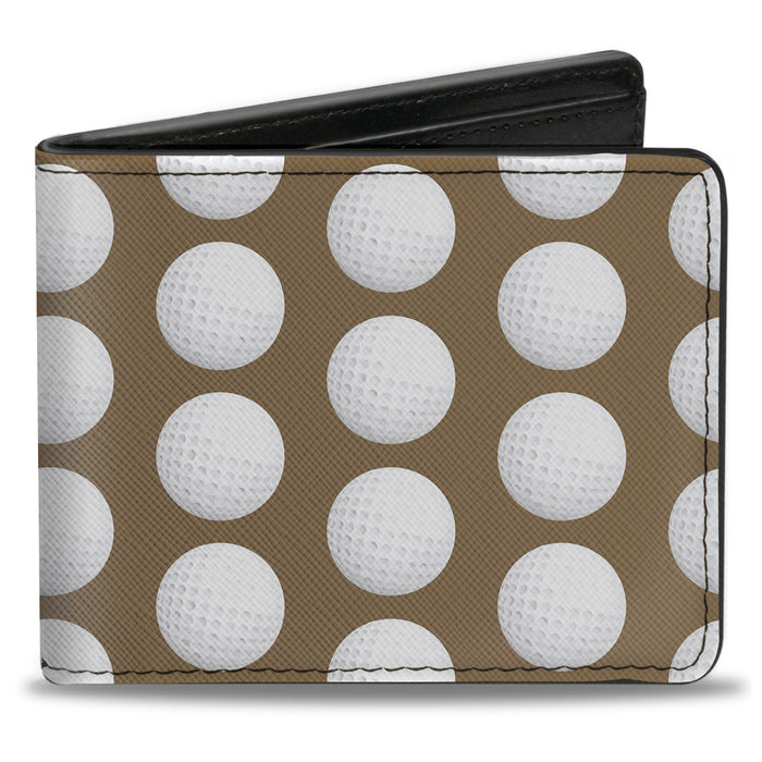 Bi-Fold Wallet - Golf Balls Tan White Bi-Fold Wallets Buckle-Down   