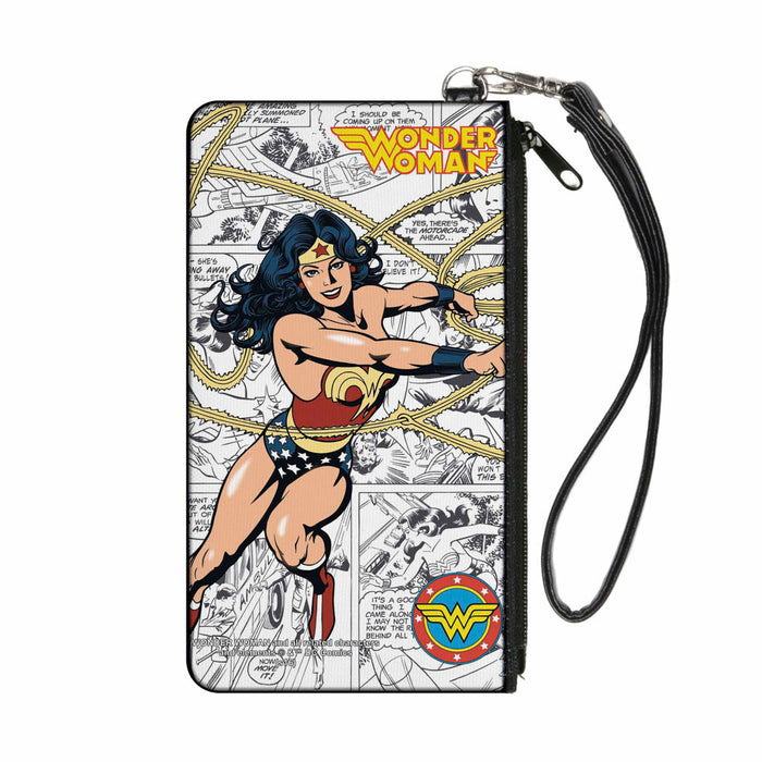Canvas Zipper Wallet - SMALL - WONDER WOMAN Lasso Action Pose Logo Comic Scenes Canvas Zipper Wallets DC Comics   