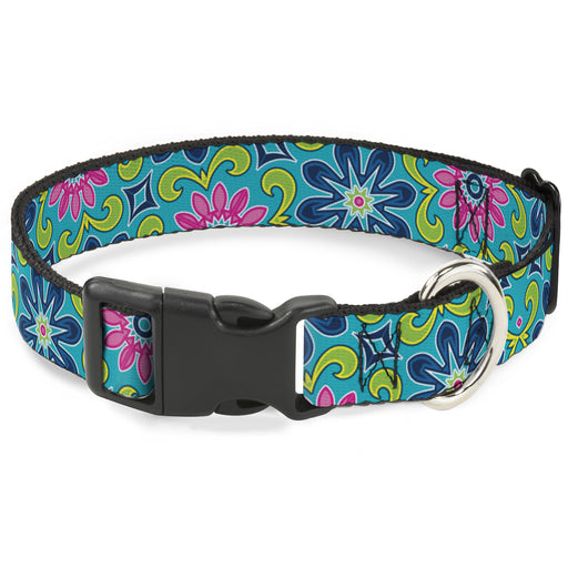 Plastic Clip Collar - Floral Burst Turquoise/Blues/Pinks/Yellow/Green Plastic Clip Collars Buckle-Down   