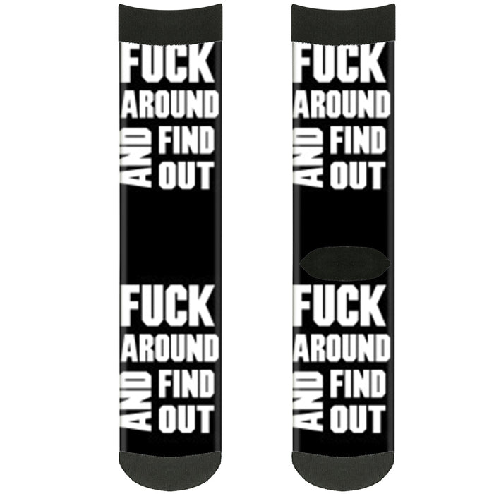 Sock Pair - Polyester - FAFO FUCK AROUND AND FIND OUT Bold Black White - CREW Socks Buckle-Down   