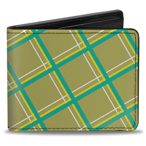 Bi-Fold Wallet - Wire Grid Tan Green Yellow Bi-Fold Wallets Buckle-Down   