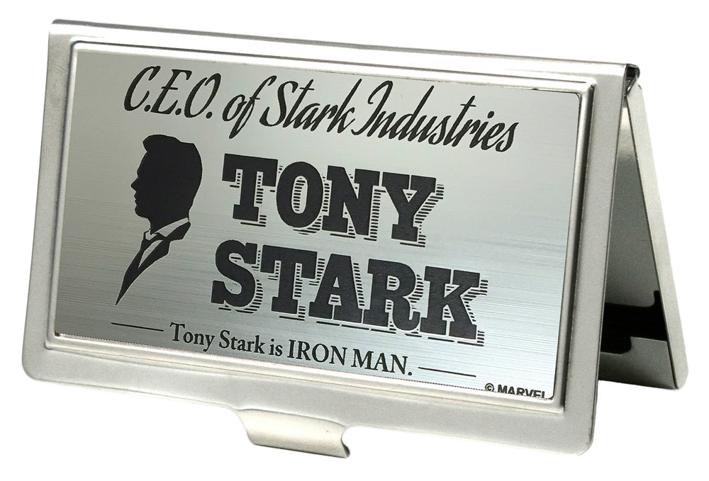 MARVEL AVENGERS Business Card Holder - SMALL - CEO OF STARK INDUSTRIES TONY STARK Brushed Silver Black Business Card Holders Marvel Comics   