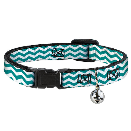 Cat Collar Breakaway - Chevron Stripe White Teal Breakaway Cat Collars Buckle-Down   