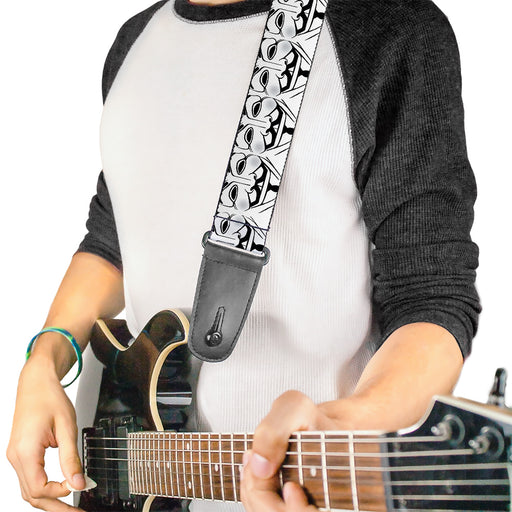 Guitar Strap - Anonymous Face CLOSE-UP Repeat White Black Gray Guitar Straps Buckle-Down   