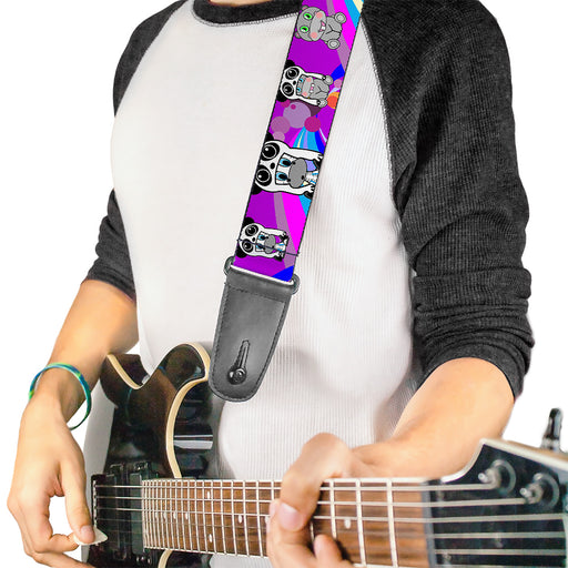 Guitar Strap - Panda Hat Animals w Bright Color Burst Guitar Straps Buckle-Down   