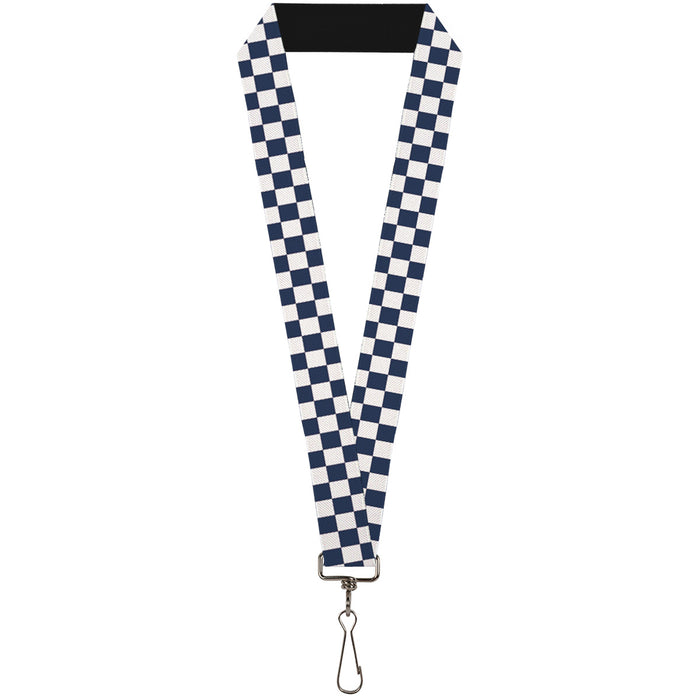 Lanyard - 1.0" - Checker Sapphire Blue White Lanyards Buckle-Down   