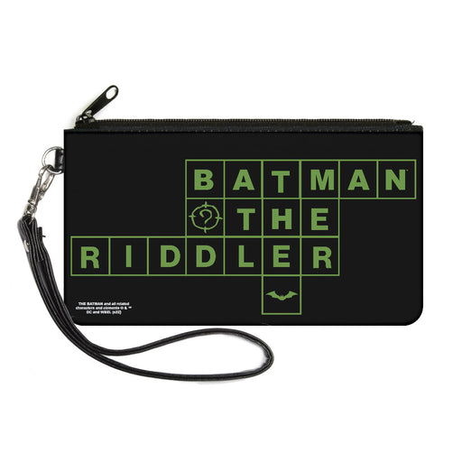 Canvas Zipper Wallet - SMALL - The Batman Movie Crossword Puzzle Black Green Canvas Zipper Wallets DC Comics   