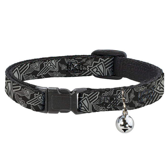 Cat Collar Breakaway - BD Logo Scattered Black Gray Breakaway Cat Collars Buckle-Down   