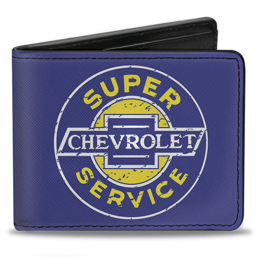 Bi-Fold Wallet - CHEVROLET SUPER SERVICE Logo Blue White Yellow Bi-Fold Wallets GM General Motors   