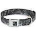 Dog Bone Seatbelt Buckle Collar - Hibiscus Collage Gray Shades Seatbelt Buckle Collars Buckle-Down   