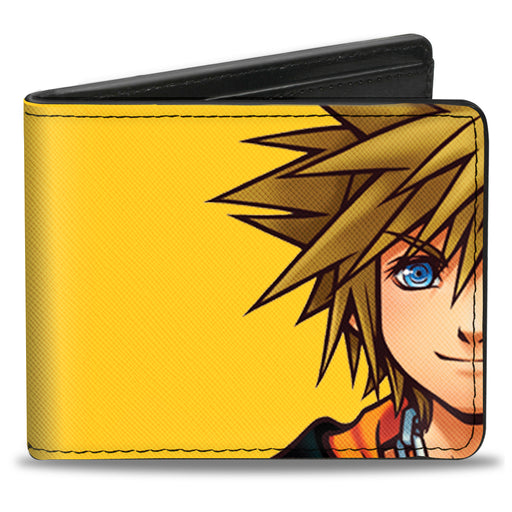 Bi-Fold Wallet - Kingdom Hearts II Master Form Sora Half Face CLOSE-UP Yellow Bi-Fold Wallets Disney   