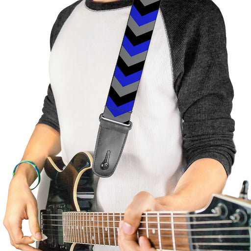 Guitar Strap - Chevron Blue Black Gray Guitar Straps Buckle-Down   