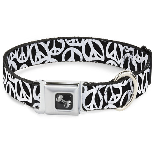 Dog Bone Seatbelt Buckle Collar - Peace Black/White Seatbelt Buckle Collars Buckle-Down   
