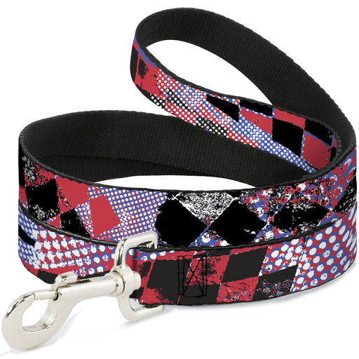 Dog Leash - Grunge Checker Flag Blue/Red Dog Leashes Buckle-Down   