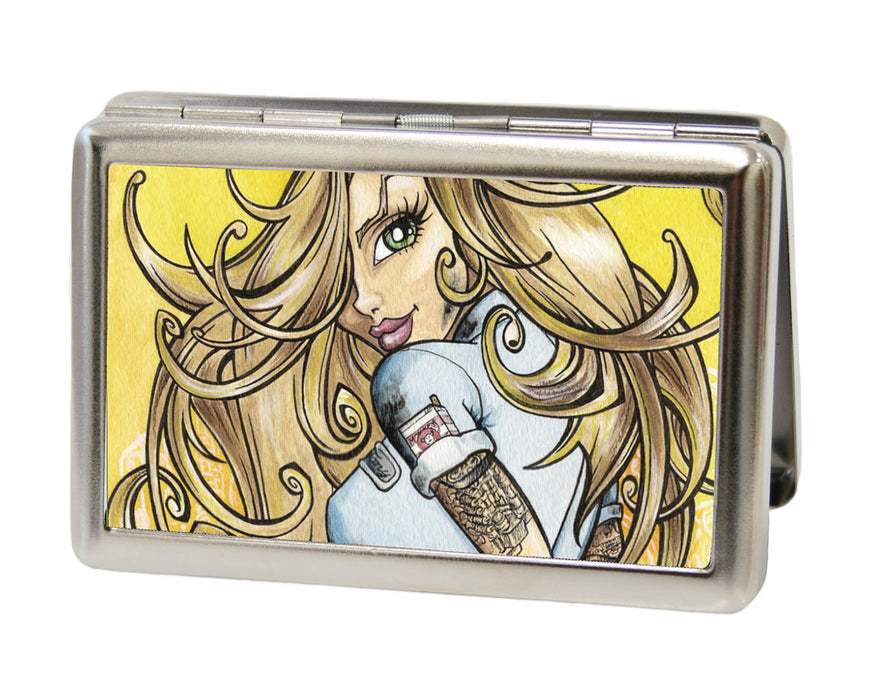Business Card Holder - LARGE - Tony & Her Dirty Donut FCG Metal ID Cases Sexy Ink Girls   