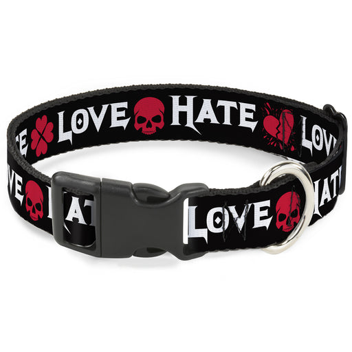 Plastic Clip Collar - Love/Hate Black/White/Fuchsia Plastic Clip Collars Buckle-Down   