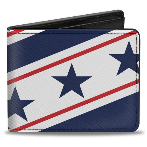 Bi-Fold Wallet - Americana Diagonal Stars & Stripes White Red Blue Bi-Fold Wallets Buckle-Down   