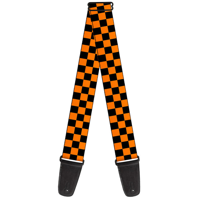 Guitar Strap - Checker Black Neon Orange Guitar Straps Buckle-Down   