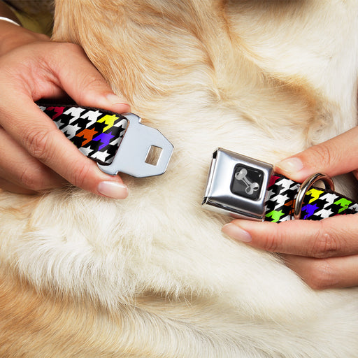 Dog Bone Seatbelt Buckle Collar - Houndstooth Black/White/Multi Neon Seatbelt Buckle Collars Buckle-Down   