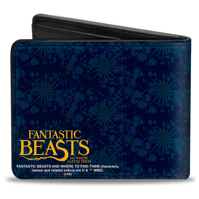 Bi-Fold Wallet - NEWT SCAMANDER NS Monogram + FBAWTFT Logo Blues Gold Bi-Fold Wallets The Wizarding World of Harry Potter   