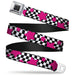 BD Wings Logo CLOSE-UP Full Color Black Silver Seatbelt Belt - Checker & Stars Black/White/Pink Webbing Seatbelt Belts Buckle-Down   