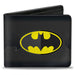 Bi-Fold Wallet - Batman Icon Centered Bat Signal Stripe Black Yellow Grays Bi-Fold Wallets DC Comics   