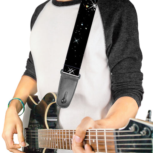 Guitar Strap - Shining Stars Black White Guitar Straps Buckle-Down   