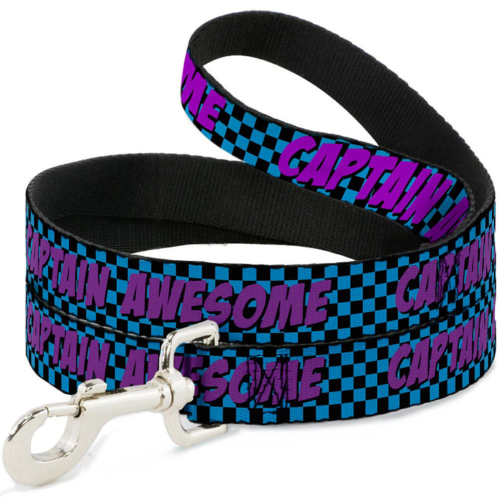 Dog Leash - CAPTAIN AWESOME Turquoise Checker/Fuchsia Dog Leashes Buckle-Down   