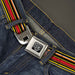 BD Wings Logo CLOSE-UP Full Color Black Silver Seatbelt Belt - Fine Stripes Black/Yellows/Orange/Red/White Webbing Seatbelt Belts Buckle-Down   
