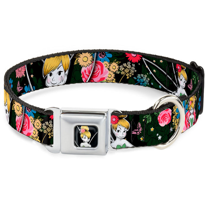 Tinker Bell Sketch Full Color Seatbelt Buckle Collar - Tinker Bell Poses/Sleeping Floral Collage Seatbelt Buckle Collars Disney   