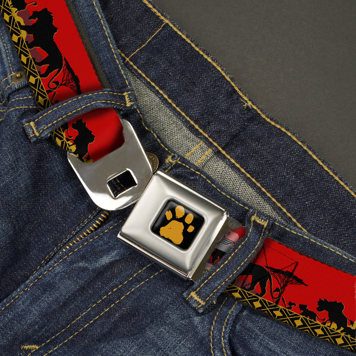 Lion King Paw Full Color Black Gold Seatbelt Belt - Mufasa & Simba JUST  CAN'T WAIT TO BE KING/Family Silhouette Webbing