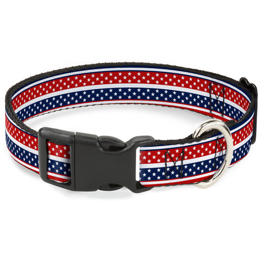 Plastic Clip Collar - Americana Stripe w/Mini Stars Blue/Red/White Plastic Clip Collars Buckle-Down   