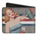 Bi-Fold Wallet - Pin Up Girl Poses CLOSE-UP Star & Stripes Gray Blue White Red Bi-Fold Wallets Buckle-Down   