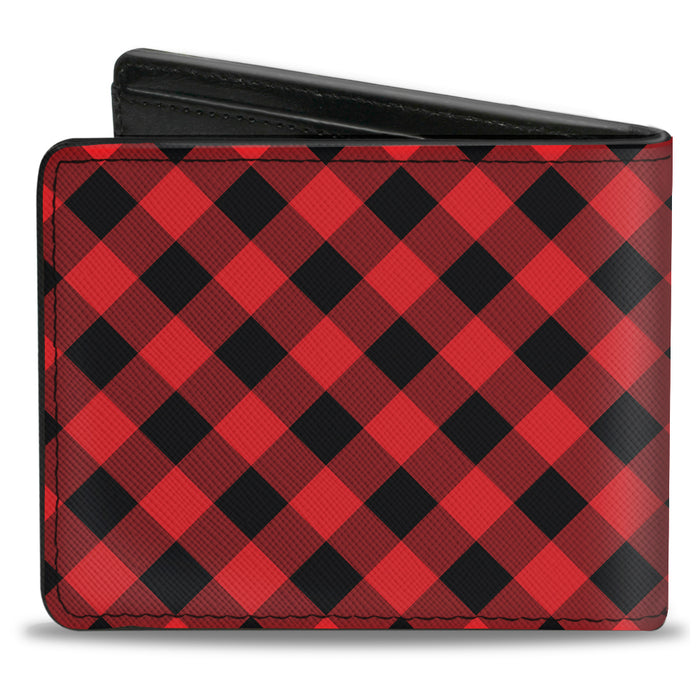 Bi-Fold Wallet - Diagonal Buffalo Plaid Black Red Bi-Fold Wallets Buckle-Down   