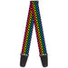 Guitar Strap - Checker Black Neon Rainbow Guitar Straps Buckle-Down   