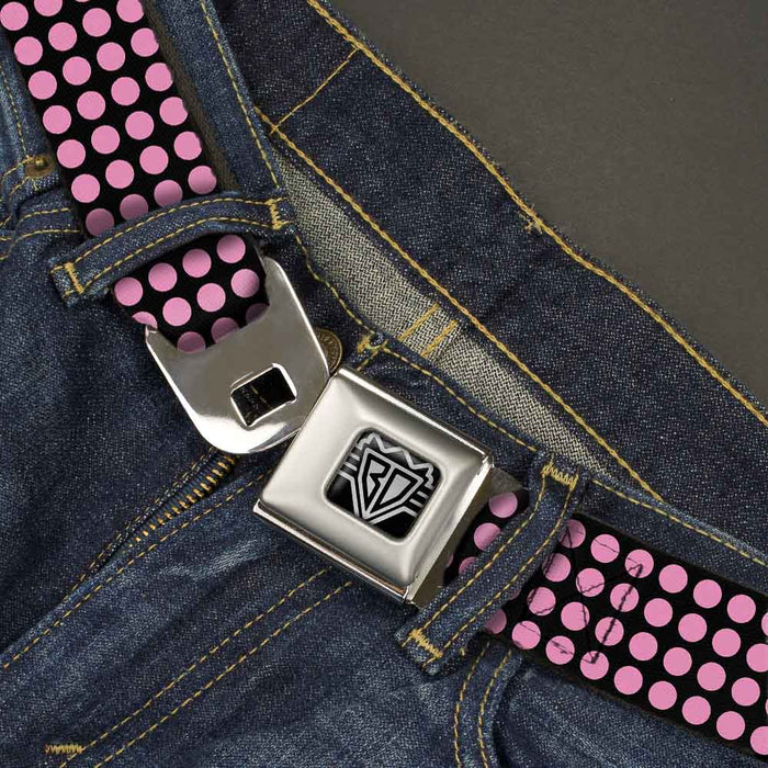 BD Wings Logo CLOSE-UP Full Color Black Silver Seatbelt Belt - Mini Polka Dots Black/Pink Webbing Seatbelt Belts Buckle-Down   