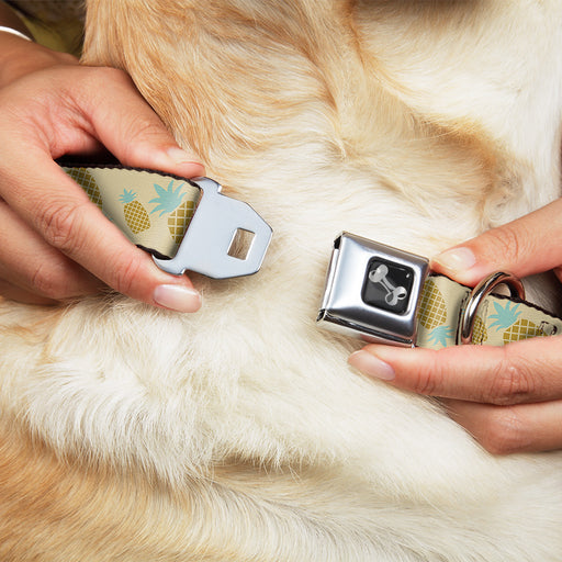 Dog Bone Seatbelt Buckle Collar - Pineapples Rotating Tan Seatbelt Buckle Collars Buckle-Down   