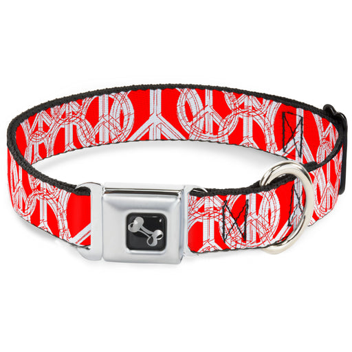 Dog Bone Seatbelt Buckle Collar - Peace Sketch Red/White Seatbelt Buckle Collars Buckle-Down   