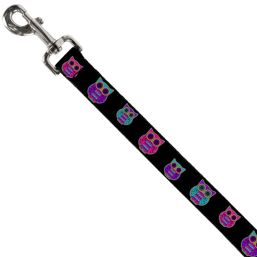 Dog Leash - Owls Black/Fuchsia/Purple/Turquoise Dog Leashes Buckle-Down   